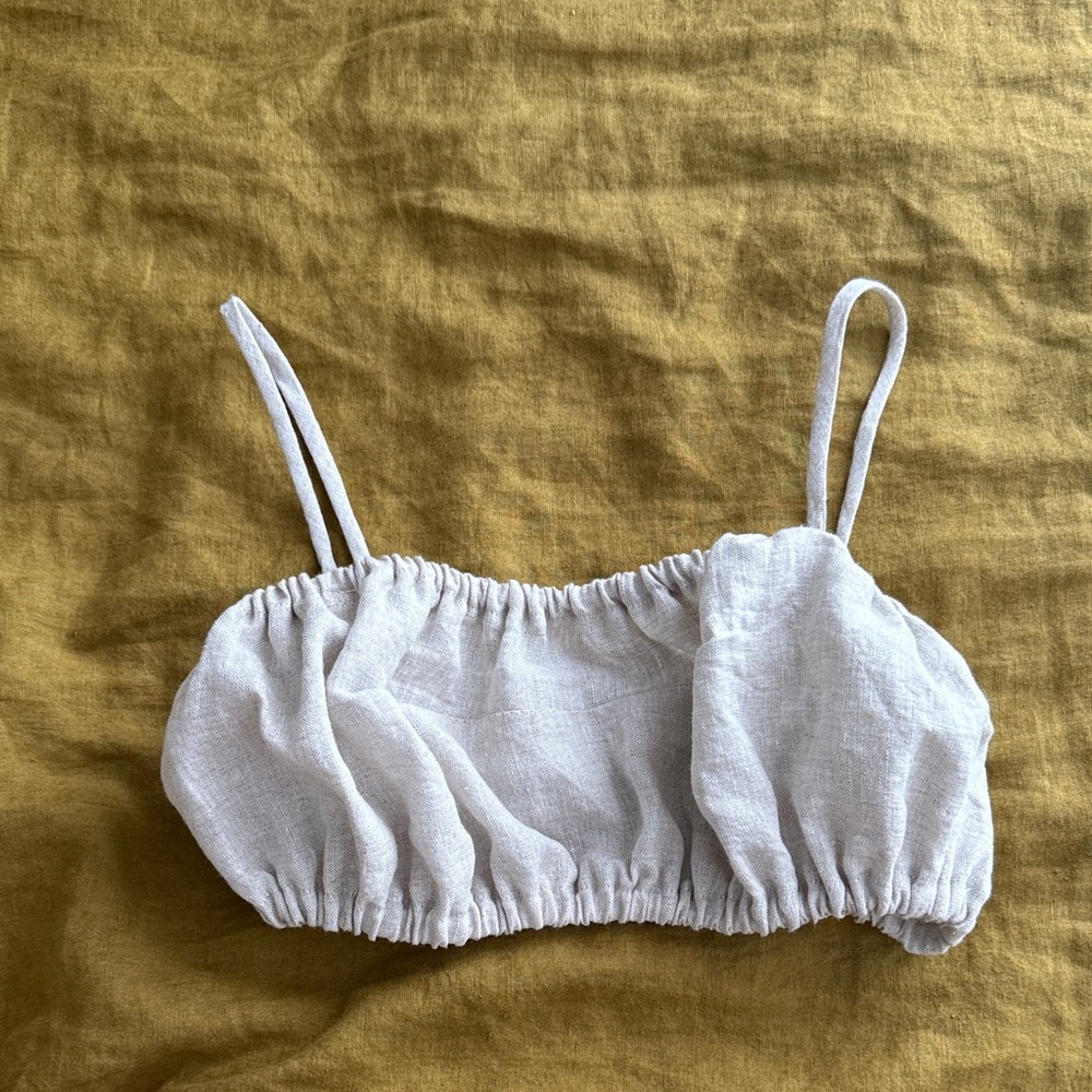 Natural Linen Bralette Top — Handmade